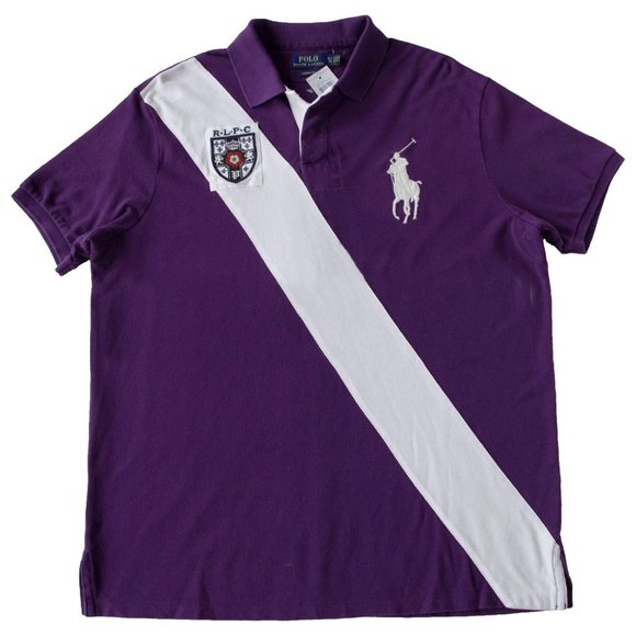 NEW $125 Polo Ralph Lauren Custom Fit Shirt! SmPurple With White Sash Stripe